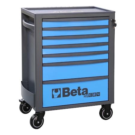 Beta Tool Cabinet, 7 Drawer, Blue, Sheet Metal, 29 in W x 17-1/2 in D x 38 in H 024004676